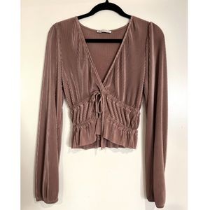 ZARA // Long sleeve Champagne Blouse